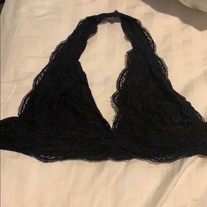 Black lace halter neck bralette